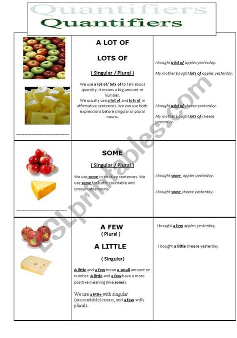 Quantifiers ESL Worksheet By Jacymgalhaes