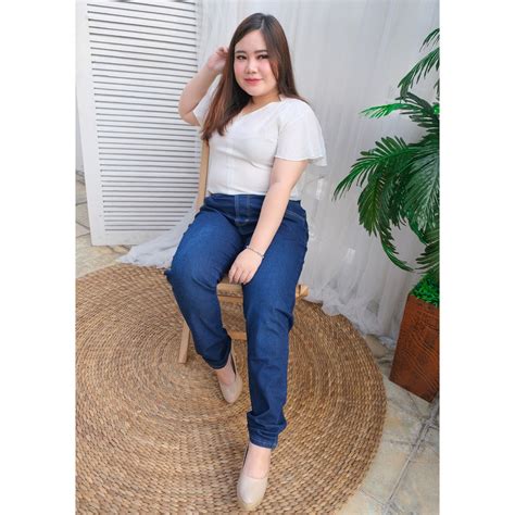 Jual Bandidas Celana Panjang Jeans Wanita Pinggang Karet Jumbo Shopee Indonesia