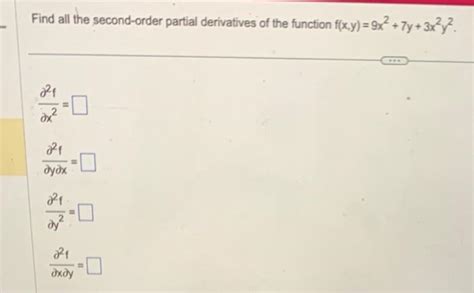 Solved Find All The Second Order Partial Derivatives Of The Chegg