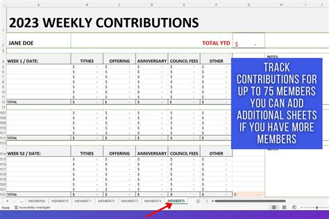 Week Church Bookkeeping Spreadsheet With Total Year To Date