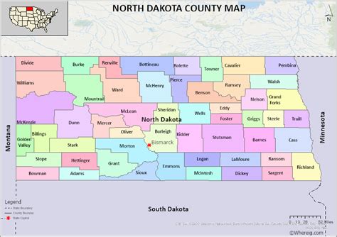 North Dakota County Map FREE! Check the list of 53 Counties in North Dakota and their County ...