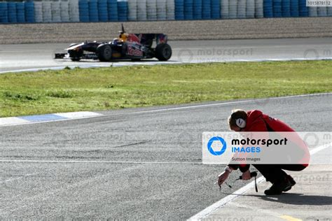 Bridgestone Engineer Checks Track Temparature Formula One Testing Day