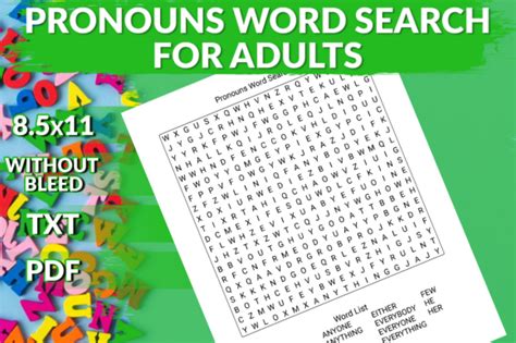 Pronouns Word Search Puzzles For Adults Graphic By Printile Press House · Creative Fabrica