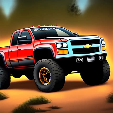 Chevy Truck X Lifted Cartoon Arthub Ai