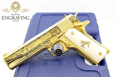 Buy 1911 COLT 38 Super - "COLT SCROLL" Design Engraving - All 24K Gold ...