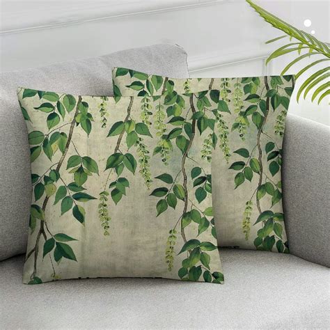 Ullo0ord Spring Pillow Covers Eucalyptus Leaves Throw Pillowcase Home