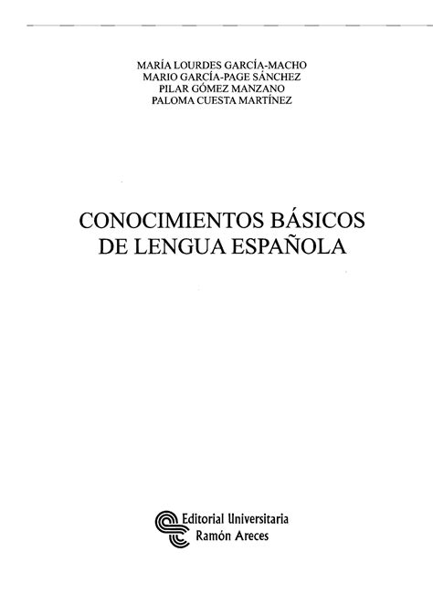 Conocimientos Basicos De Lengua Espa Ola Continuamente A Trav S