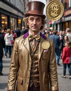 Willy Wonka Golden Ticket Costume Face Swap ID:1440848