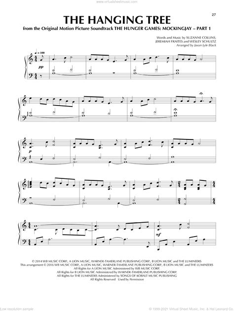 The Hanging Tree From The Hunger Games Mockingjay Part 1 Arr Jason Lyle Black Sheet Music