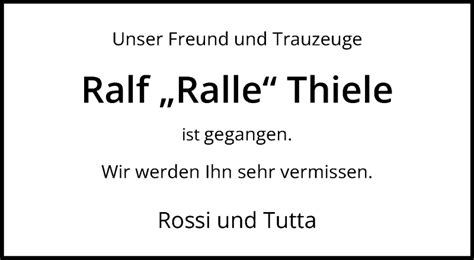 Traueranzeigen Von Ralf Thiele Trauer Ms