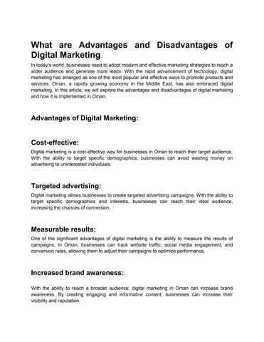 What Are Advantages And Disadvantages Of Digital Marketing By