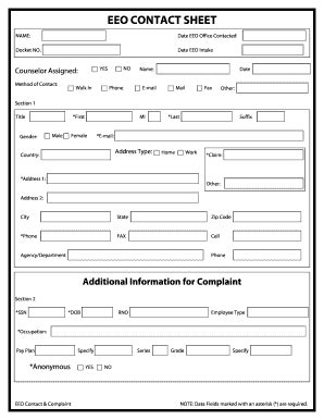 Fillable Online Army EEO CONTACT SHEET Fax Email Print PdfFiller