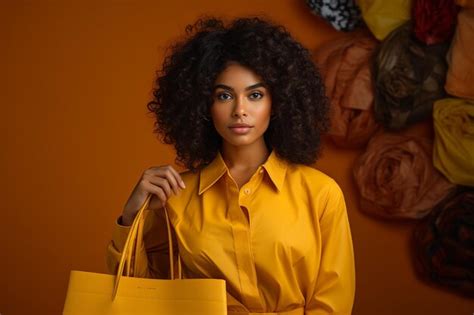 Premium Ai Image Chic Shopping Spree Beautiful Black Woman With Bags