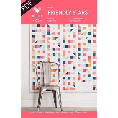 Friendly Stars Downloadable Pdf Quilt Pattern Quilty Love Fat Quarter Shop