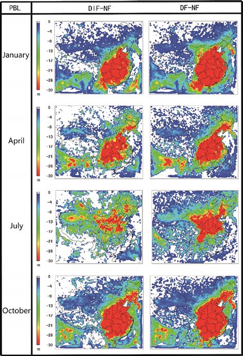 Simulated Result Of The Monthly Mean Planetary Boundary Layer Pbl