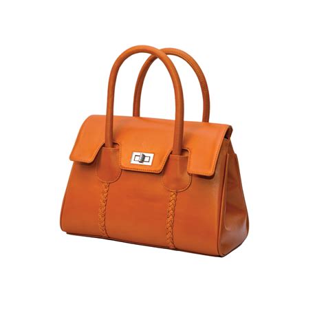 Ladies Vanity Bag Midium Orange Cow Leather Leather Bd
