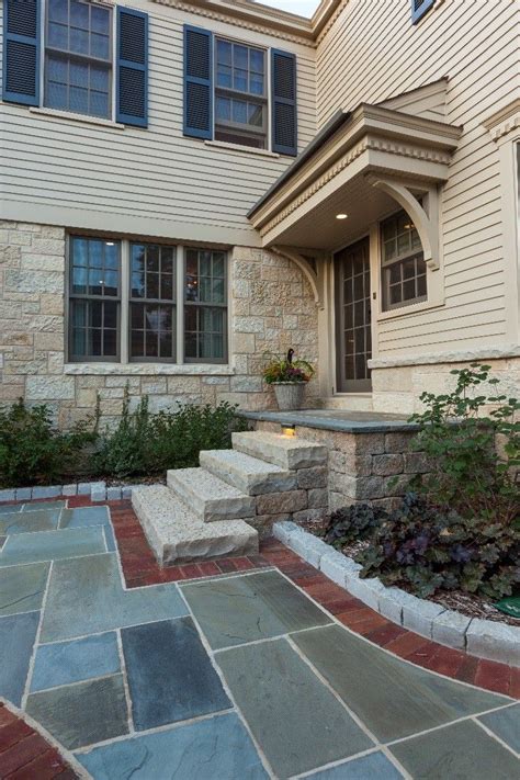 Bluestone Walkway Bordered With Belden 760 Brick And Lannon Cobbles