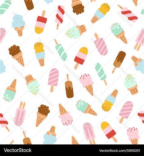 Assorted Ice Cream Seamless Pattern Royalty Free Vector