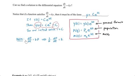 Calculus I Sect 38 Part 1 Exponential Growth And Decay Youtube