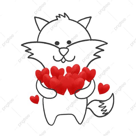 Kawaii Fox Love Heart Happy Kawaii Cute Cartoon Png Transparent