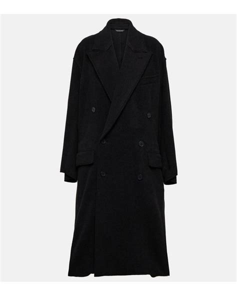 Balenciaga Oversized Cashmere Coat In Black Lyst