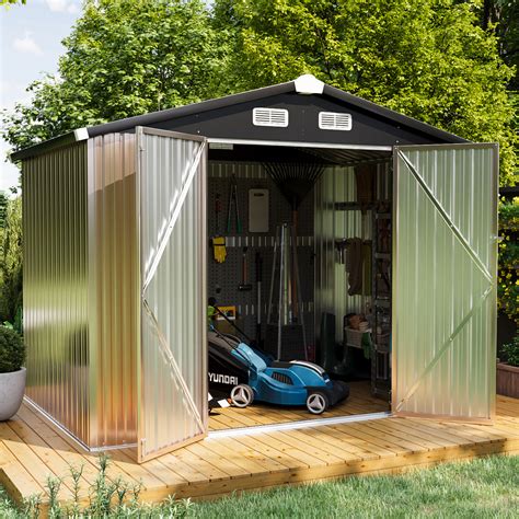 Aoxun Steel Outdoor Weatherproof Utility Storage Shed 85 X 56