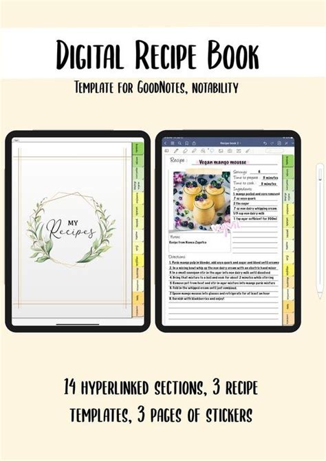 Free Digital Recipe Book Template Goodnotes