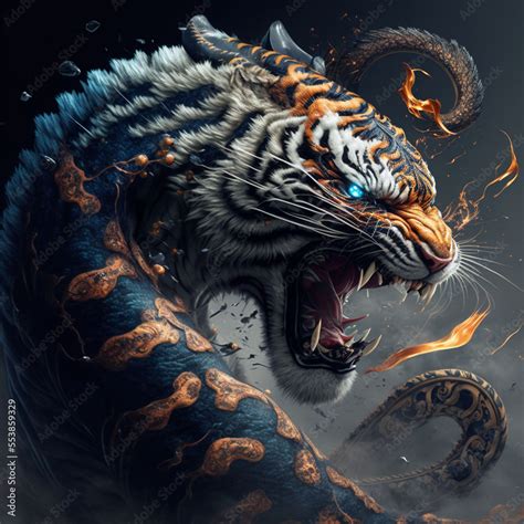 ภาพประกอบสต็อก The Dragon Of The Dragontiger Deagon In Japanese Style