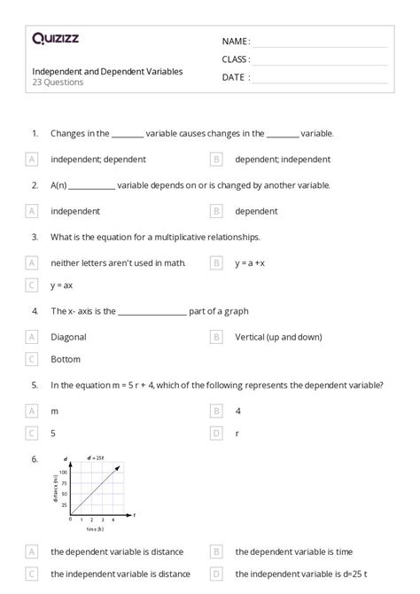 Independent And Dependent Variables Practice Worksheets Library