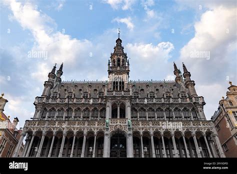 Architectural Details Of The Brussels Town Hall Main Facade Belgium