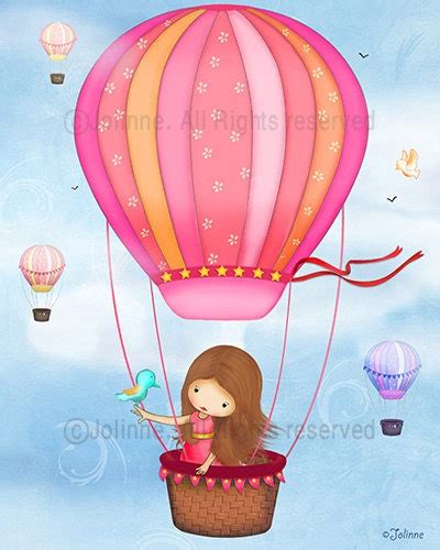 Hot Air Balloon ArtGirls Room Illustration Wall PosterAir Etsy