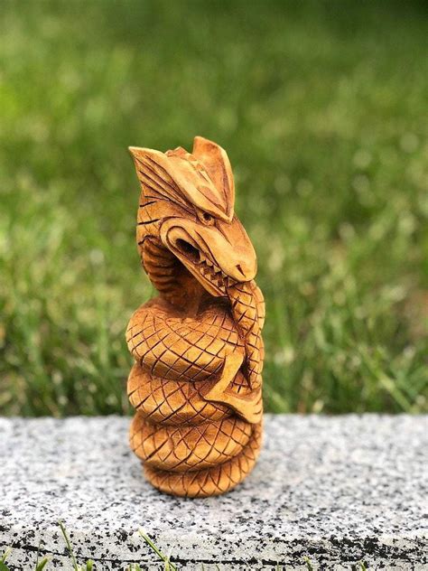 Jormungandr Wooden Viking God Statue Midgard Serpentn Medieval