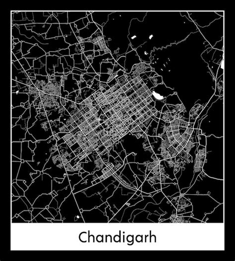 Premium Vector Minimal City Map Of Chandigarh India Asia