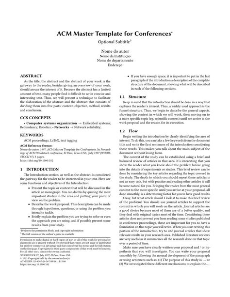 Acm Master Template For Conferences Fastformat