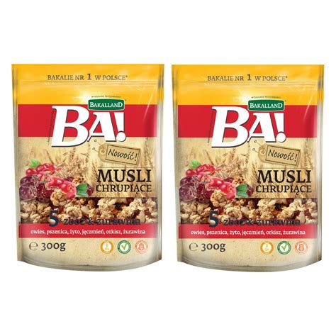 Musli BAKALLAND chrupiące 5 zbóż z żurawiną 2x300g 12868630773