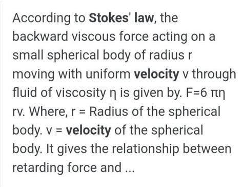 Define Stokes Law And Derive An Expression For Terminal Velocity