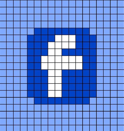 Pixel art template of a miniature Facebook logo. Pixel Art Pattern ...