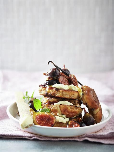 Hot Cross Bun French Toast With Maple Syrup Vanilla Cream And Mascarpone Photograph By Great