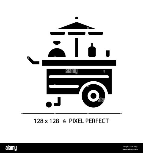 Food Cart Amusement Pixel Perfect Black Glyph Icon Stock Vector Image