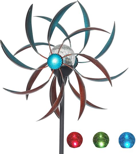 Solar Wind Spinner 59 Inch Outdoor Metal Stake Yard Spinners Garden