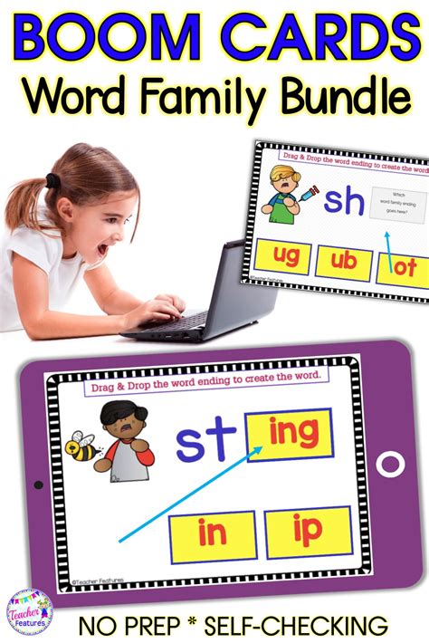 Boom Cards Cvc And Short Vowel Digital Word Families Bundle Word