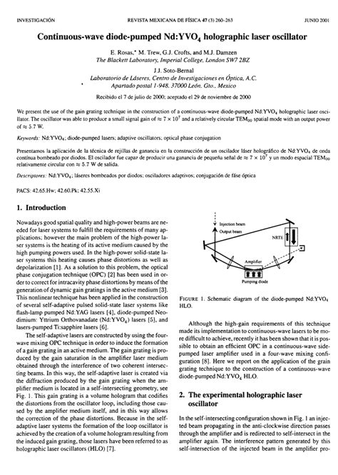 Pdf Continuous Wave Diode Pumped Nd Yvo Holographic Laser Oscillator