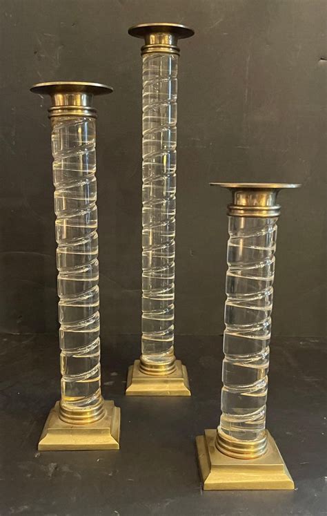 Wonderful Mid Century Modern Lorin Marsh Murano Clear Swirl Lucite Candlesticks For Sale At 1stdibs