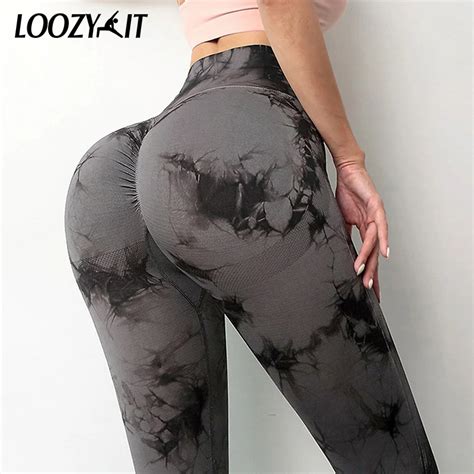 Tie Dye Joga Spodnie Legginsy Sportowe Damskie Bezszwowe Wysokiej Talii