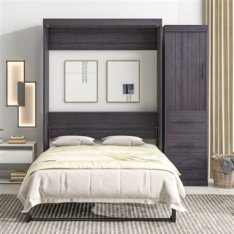 Twinfull Size Murphy Bed With 3 Storage Drawers And Wardrobe Modern