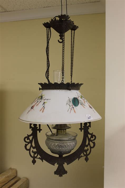 Bradley Hubbard Victorian Banquet Lamp Hanging Cast Iron Signed