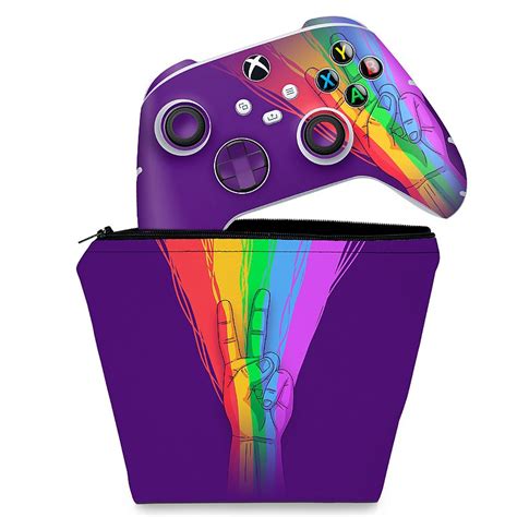 Kit Capa Case E Skin Xbox Series S X Controle Rainbow Colors Colorido