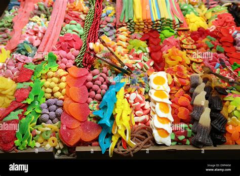 Sweets On A Confectionary Stall At La Boqueria Market De St Josep