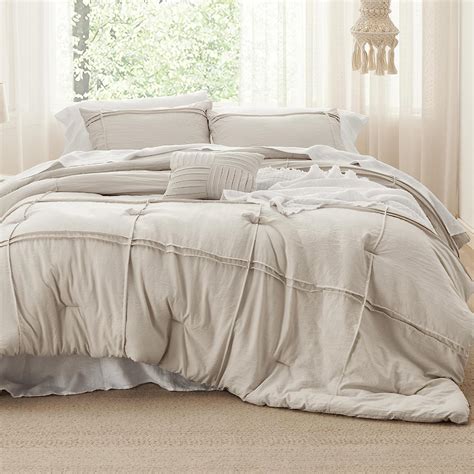 Amazon Bedsure Beige Twin Comforter Set Pieces Grid Pleat Bed