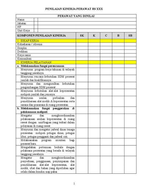 Penilaian Kinerja Perawat Rs Xxx Juli 2022 Pdf